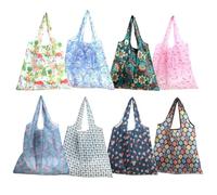 Luxshiny Foldable Shopping Pouches Portable with Beautiful Pattern Design 8 Pcs Large Volume Polyester Tote Bags Style for Outdoor Beach Use by Women and Ladies
