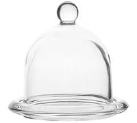 Luxshiny Glass Cake Stand with Dome Cover 4.80 Inch Clear Dessert Tray Dustproof Display Plate for Wedding Party Fruits Snacks