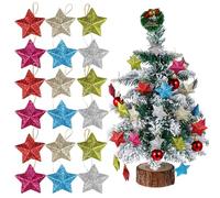 Luxshiny Glitter Star Pendants 30 Pieces 3D 2In Five Pointed Hanging Ornaments for Christmas Tree Decorations with Loop for Holiday Party Use
