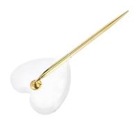 Luxshiny Gold Ballpoint Signing Pen with Heart-shaped Acrylic Stand Holder for Wedding Guest Book Sign-in, Smooth Writing Metal Pen for Engagement, Birthday, and Intimate Gatherings