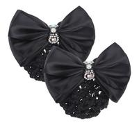 Luxshiny Hair Clips Breathable 2pcs Design and Bun with Covers Bow Fabric Rhinestone Detail, Metal Material Hair Net Suitable for Many Girls and Stewardess Occasions and Working
