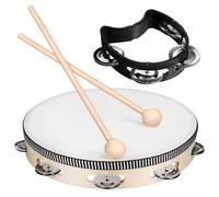 Luxshiny Hand Drum and Tambourine Percussion Instrument with Wooden Mallets, Easy to Learn Frame Drum for Adults, Suitable for Performances and Occasions