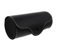 Luxshiny Handlebar Bag for Bike, Leather Cycling Storage Pouch for Tools | Clamshell Opening, Black Stitch Contrast, Mountain Bikes and Cable Locks, Commute or Weekend Outings