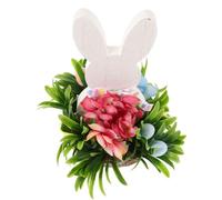 Luxshiny Handmade Wooden Easter Bunny Figurine with Refined Finish, Cute Country Style Tabletop Decoration for Home Decor and Desktop Ornament, Farmhouse Easter Decor