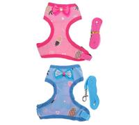 Luxshiny Hen Harness and Leash Set for Pets, Adjustable Hen Vest Chest Strap, Outdoor Traction Rope for Rooster and Chicken Walking, Breathable Pink and Blue Pineapple Pattern, Medium Size