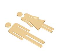Luxshiny High-end Brushed Gold Acrylic Toilet Signs 2pcs Set Men Women Restroom Identification Plates Self-adhesive Bathroom Door Washroom Signs for Home and Office