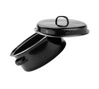 Luxshiny Home Cooking Pot Enamel Roasting Pan Lid Multi-Function Barbecue Cooking Pot for Family Gatherings Camping and Daily Baking Heat-Resistant Design