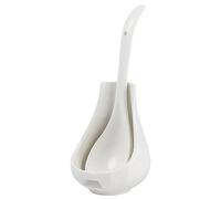Luxshiny Hot Pot Ceramic Soup Ladle Spoon with Spoon Rest Bone China Big Ladle s Deep Porcelain s Tureen Flatware Asian Ceramic for Stews Stand