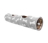 Luxshiny Interactive Cat Play Tunnel with Plush Ball and 2 Holes, Bone Patterned Foldable Tube for Indoor Cats and Kittens, Encourages Movement and Exploration Activity, Lightweight Fabric