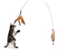 Luxshiny Interactive Cat Teaser Wand with Bell Beads Random Colour Metal Fun Exercise for Indoor Kittens Keeps Cats Engaged and Active Random Color