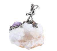 Luxshiny Irregular Gemstone Cluster Sculpture Natural Crystal Alloy Miner Figurine Versatile Office Desk Ornament Handcrafted Agate Stone Art