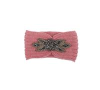 Luxshiny Knitted Headband Woolen Yarn Hair Band with Flower Pattern Comfortable and Minimalist Pink Winter Headwrap for Protecting Hair from Wet