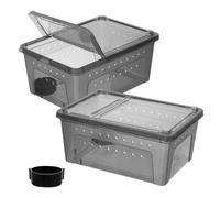 Luxshiny Large Black Plastic Reptile Habitat Box with Water Bowl for Lizard and Leopard Gecko, Sturdy Pp Material, Simulates Natural Environment and Allows Observation, for Pet Keeping