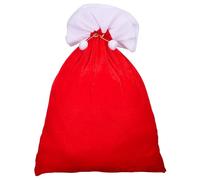 Luxshiny Large Red Christmas Bag with Drawstring Closure, Reusable Cloth Velvet Sack for Snacks and Cookies, Practical Present Bag for Friends and Families, Creative Xmas Design