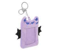 Luxshiny Lavender Plush Photocard Holder Keychain with Unique Cartoon Devil Wings Design, Versatile Use for Office and School, Sturdy Plastic and Metal Materials, for Students and Fans