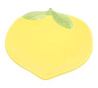 Luxshiny Lemon Shaped Ceramic Dinner Plate with Fine Craftsmanship and Versatile Use, Cute Yellow Cartoonish Salad and Dessert Plate for Kitchen and Table Decor