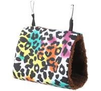 Luxshiny Leopard Print Bird Nest Warm Winter Bird Hammock Comfortable Hanging Sleeping House for Cage Parrot Rest