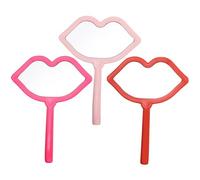 Luxshiny Lip Shaped Makeup Mirror Handheld 3Pcs Travel Compact Mirrors with Comfortable Grip for Outdoor Makeup and Salon Use