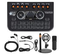Luxshiny Live Sound Card and Sound Mixer Board Podcast Microphone Bundle with Voice Changer Low Latency Performance, Sturdy Build, Metal and Material, for Karaoke and Podcast