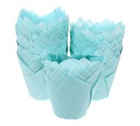 Luxshiny Lotus Shape Cupcake Wrappers Heat Resistant Oil Proof Baking Cups Muffin Liners Paper Cake Cups for Birthday Holiday Wedding Party Desserts Assorted Sky Blue