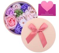 Luxshiny Luxury Purple Soap Flower Box with Maintenance-free, Non-odor Floral Soap Flowers for Mother's Day and Holiday Home Decoration