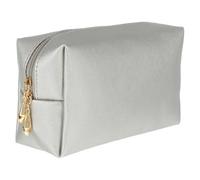 Luxshiny Makeup Bag Portable Pu for Women Large Capacity with Cross-Pattern Design and Silver Cosmetic Pouch Organizing Essentials for Traveling