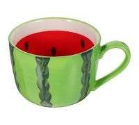 Luxshiny Marshmallow Mug Hats Watermelon Cup Ceramic Drinking Mug Fruit Shape Coffe Mug 400ml Breakfast Cup Oatmeal Cup Tea Cup for Hawaiian Summer Party Favors Strawberry Mug