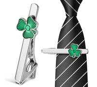 Luxshiny Men's Shamrock Tie Clip Alloy Metal Necktie Accessory Unique Design Prevents Sagging Secures Tie for Business Meetings and Important Occasions Stylish Irish Pin for St Patrick's