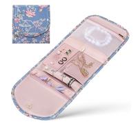 Luxshiny Mini Jewelry Organiser Travel Pouch Portable Foldable Roll Case with Snap Button Closure for Rings Necklaces Bracelets Earrings Multi Color 16.1X5.5X0.4 Inch