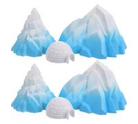 Luxshiny Miniature Iceberg and Ice House Resin Models for Aquarium Underwater Simulation and Desk Snow Mountain Decoration Winter Adventure 6Pcs