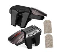 Luxshiny Mobile Gaming Controller Triggers with Copper Fiber Finger Sleeves for Smartphones, Ergonomic Gaming Accessories for Gamers, Including Black Alloy Six-Finger Linkage Trigger Set