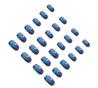 Luxshiny Nail Art Stickers Removable Abs Nail Decals Blue Color Changing Cat Eye 24 Pcs for Birthday and Holiday Events