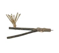 Luxshiny Natural Fork Bird Perch Chewing Toy with Seagrass Rope 25cm Length, 1.5-2.5cm Diameter Wooden Stand for Parrot Cage Accessories, Plaything for Parakeets and Birds