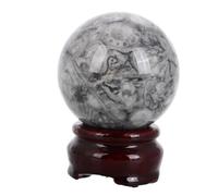 Luxshiny Natural Polished Crystal Sphere with Wooden Stand Smooth Texture Decorative Ball for Home Office Feng Shui Elegant Refined Craftsmanship Crystal Ball Adornment