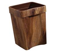 Luxshiny Nordic Style Wood Grain Trash Bucket with Stable Structure Large Opening for Home Kitchen Bedroom Living Stylish Imitation Wood Texture Waste Container