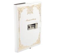 Luxshiny Notebook Diary Code Lock Vintage Style Pu Cover with Paper Pages, Timeless White Secure Personal Diary for Daily Journaling and Sketching Suitable for Vacation and Office Use