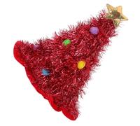 Luxshiny Novelty Christmas Tree Hat Large Red Felt Cone with Star Topper | Glitter Tinsel, Sequin Details, Comfortable Fit, for Adults, Photo Shoots, Outdoor Christmas Events