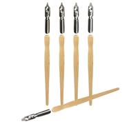Luxshiny Oblique Calligraphy Pen 5Pcs Wooden Dip Pen Set with Nibs for Drawing and Comic Sketching for Artists and Calligraphy Practice