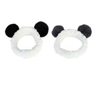 Luxshiny Panda Ear Headbands Hair Accessories 2pcs for Makeup and Face Washing, White Flannel Material, Stretchy and Water Absorbing, Cute and Comfortable for Women