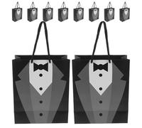 Luxshiny Paper Bags with Handles Reusable and Versatile Use Elegant and Sophisticated Design Black 10pcs for Weddings and Birthdays for Party Presents and Favour Wrapping