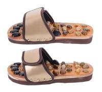 Luxshiny Pebble Stimulation Foot Massage Slippers for Men and Women, Brown Acupressure Therapy Sandals Size 41-42, Indoor and Outdoor Wellness Foot Massager Shoes