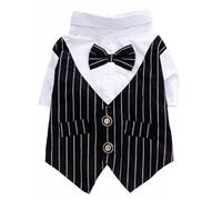 Luxshiny Pet Wedding Tuxedo Suit for Dogs Black Cotton Material with Decorative Buttons Comfortable Fit for Special Occasion Weekend Party Or Valentine's Day