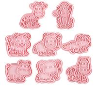 Luxshiny Plastic Animal Cookie Cutters Set and Convenient to Use Design 8pcs with Easy to Demold Feature and Cake Decoration in Pink Colour for Baking