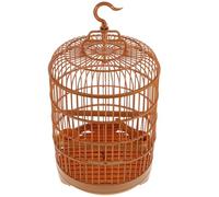Luxshiny Plastic Parakeet Cage round Shape with Hanging Hook Standing Pole and Bottom Tray Creative Style Brown Suitable for Budgie and Parrot