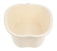 Luxshiny Portable Foot Bath Bucket Convex Point Design for Stimulating Acupoints, Beige Plastic Foot Massaging Bucket Suitable for Outdoor and Home Use
