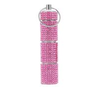 Luxshiny Portable Pink Rhinestone Pill Case Keyring with 3 Compartments for Medication Management, Metal Travel Pill Organizer for Daily Commutes and Outdoor Activities