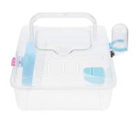 Luxshiny Portable Transparent Hamster Cage with Blue Base for Pets Lightweight Outdoor Travel Carrier for Mice Guinea Pigs and Ferrets Easy to Clean Compact Animal Cage for Hiking and Daily