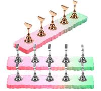 Luxshiny Press on Nail Holders 3 Sets Gradient Base Nail Practice Stand with Gold and Silver Trim Suitable for Beginner DIY Manicure Training