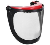 Luxshiny Protective Face Mask with Steel Mesh and Plastic Shield for Lawn Mowing and Welding Red Safety Face Guard from Flying Debris with Wide View Visor for Gardening