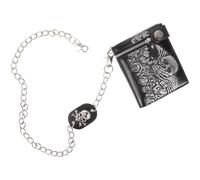 Luxshiny Punk Skeleton Leather Wallet with Chain, Unisex Gothic Rose Skull Purse, Wear-Resistant and Dirt-Proof Leather Wallet for Outdoor Sports and Travel